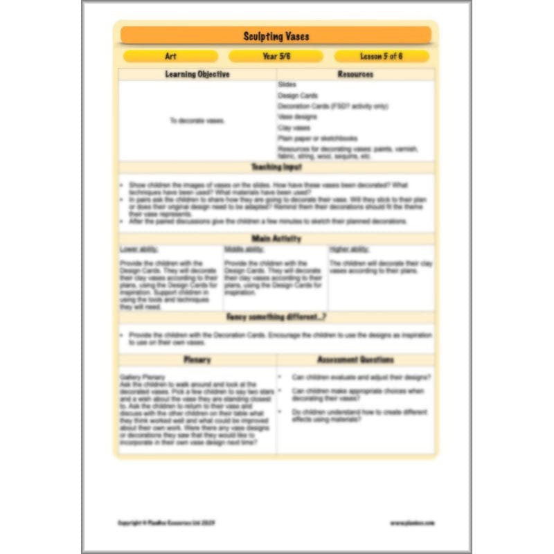 PlanBee Sculpting Vases - Sculpture Art Lessons for KS2 | Year 5 & Year 6