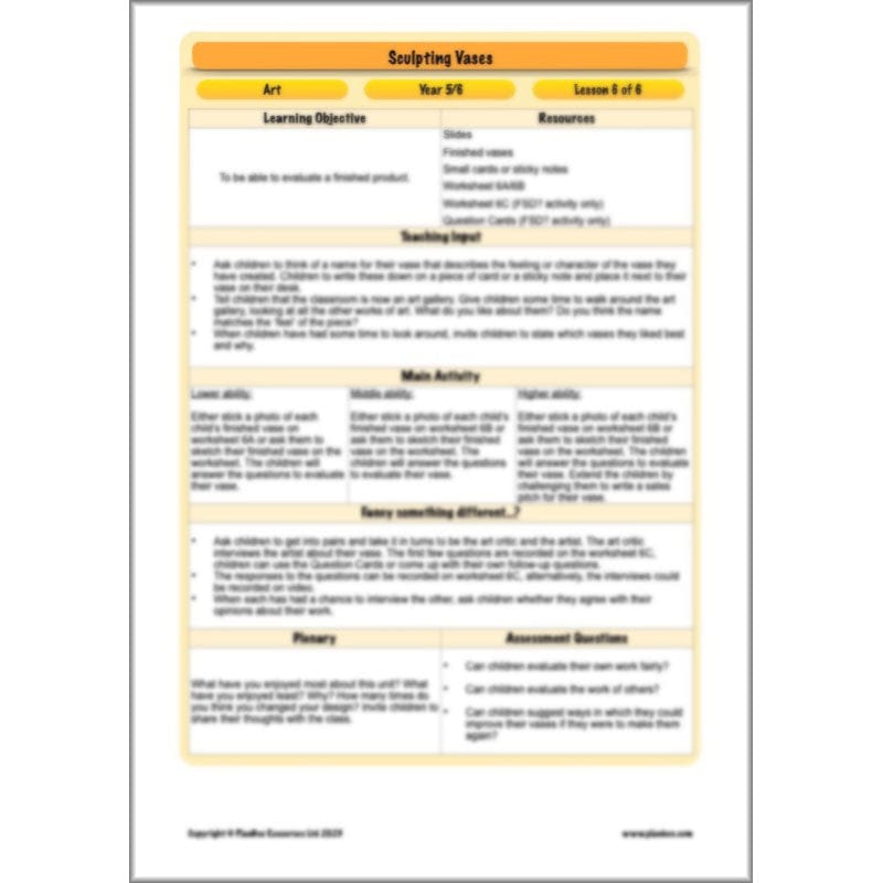 PlanBee Sculpting Vases - Sculpture Art Lessons for KS2 | Year 5 & Year 6