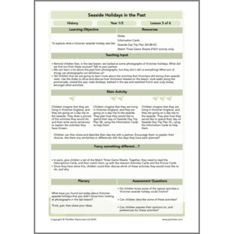 PlanBee Seaside Holidays in the Past KS1 History Lessons | PlanBee