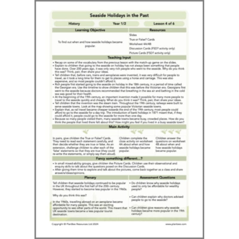 PlanBee Seaside Holidays in the Past KS1 History Lessons | PlanBee