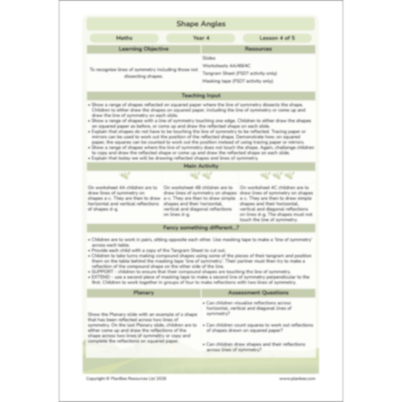 PlanBee Shape Angles Year 4 Shape Properties Lessons by PlanBee