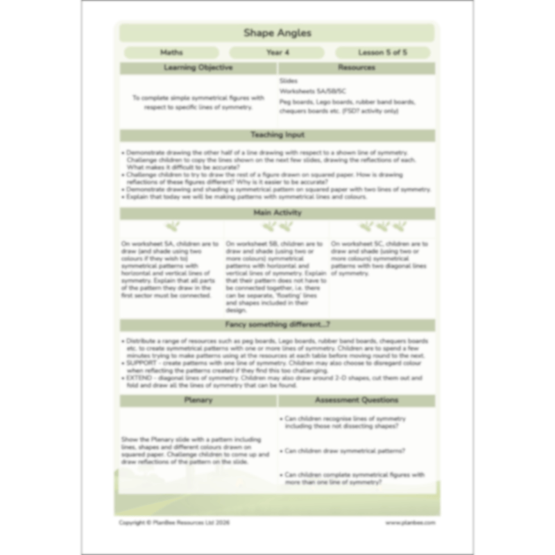 PlanBee Shape Angles Year 4 Shape Properties Lessons by PlanBee