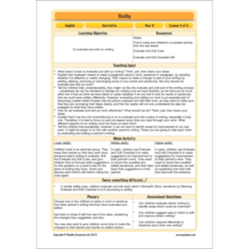 PlanBee Skellig: Narrative