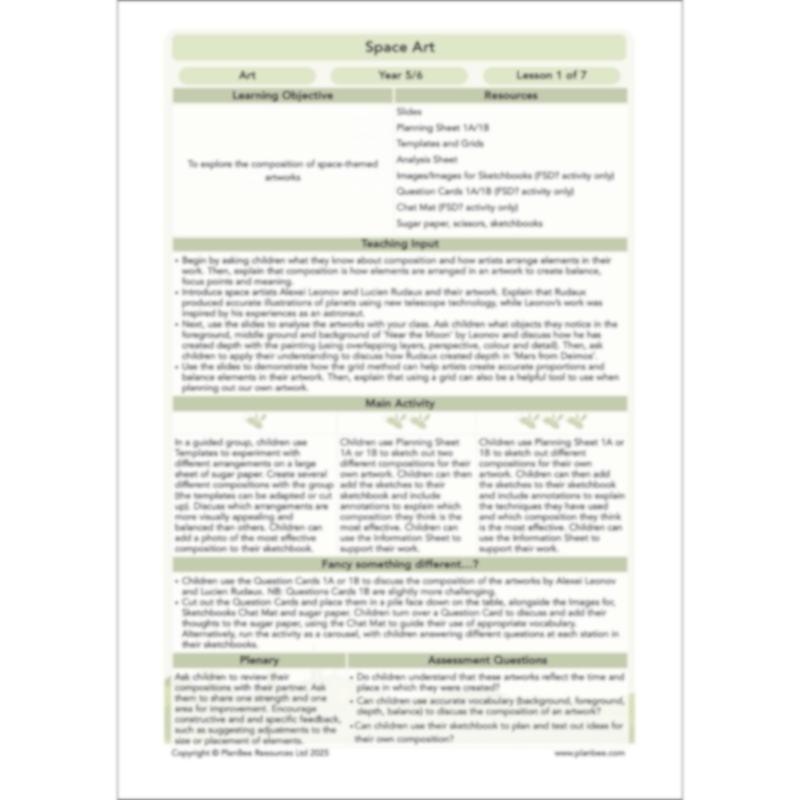 PlanBee Space Art KS2 | Year 5/6 Lessons