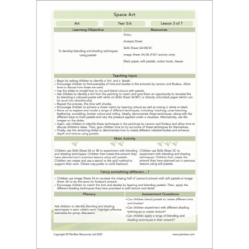 PlanBee Space Art KS2 | Year 5/6 Lessons