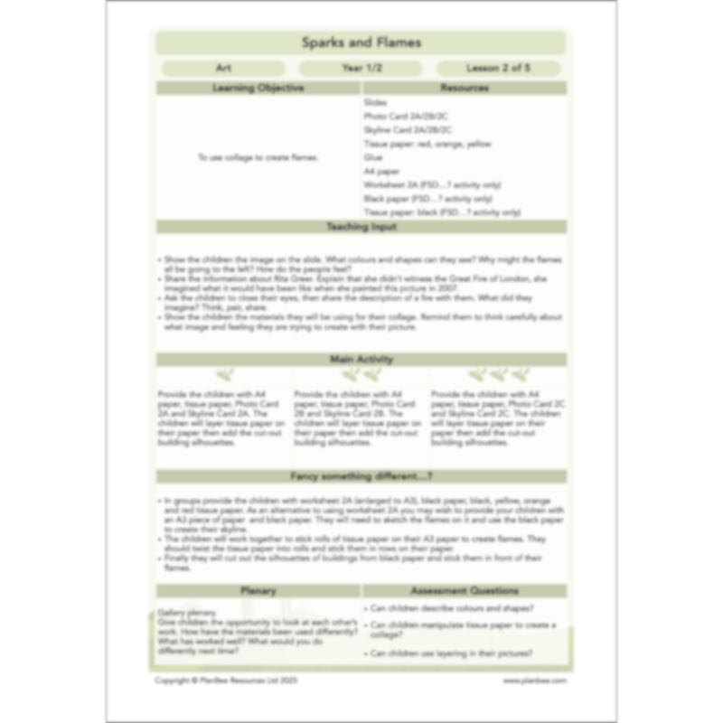 PlanBee Great Fire of London Art Ideas | PlanBee KS1 Art Lesson