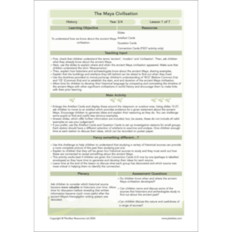 PlanBee The Maya Civilisation KS2 History Lessons and Resources