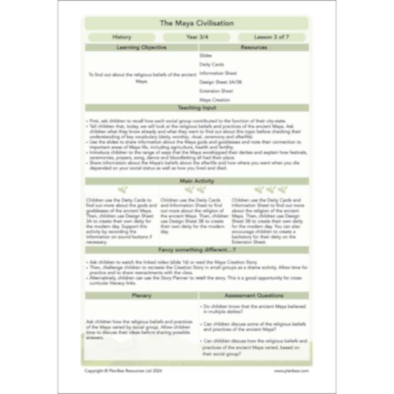 PlanBee The Maya Civilisation KS2 History Lessons and Resources