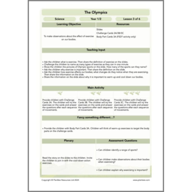 PlanBee Olympic Games KS1 Lesson Pack by PlanBee