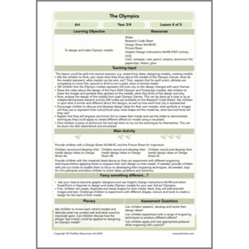 PlanBee Olympic Games LKS2 Lesson Pack by PlanBee