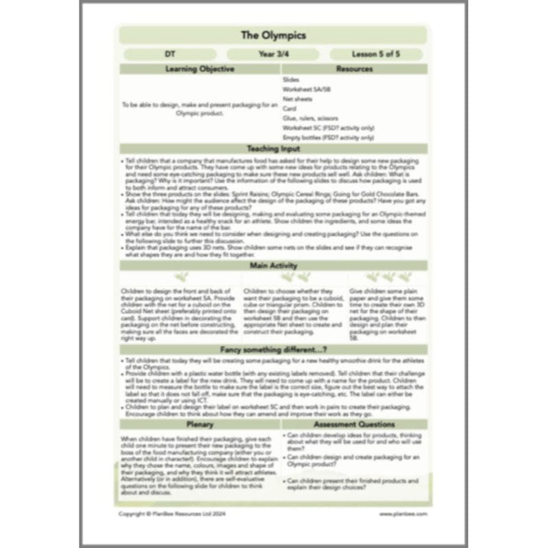 PlanBee Olympic Games LKS2 Lesson Pack by PlanBee