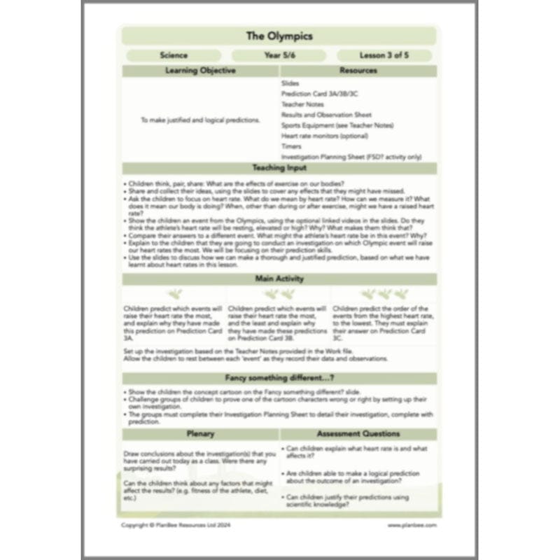 PlanBee Olympic Games Year 5/6 Lesson Pack by PlanBee