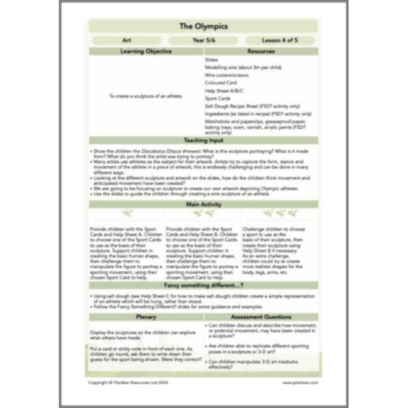 PlanBee Olympic Games Year 5/6 Lesson Pack by PlanBee