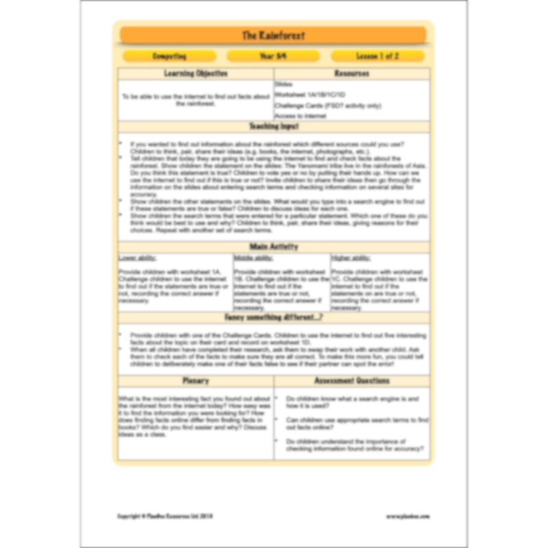 The Rainforest Topic Enrichment Pack