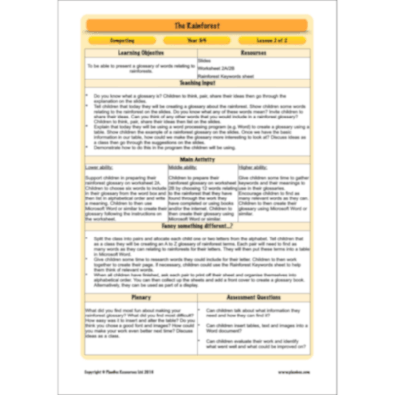 The Rainforest Topic Enrichment Pack