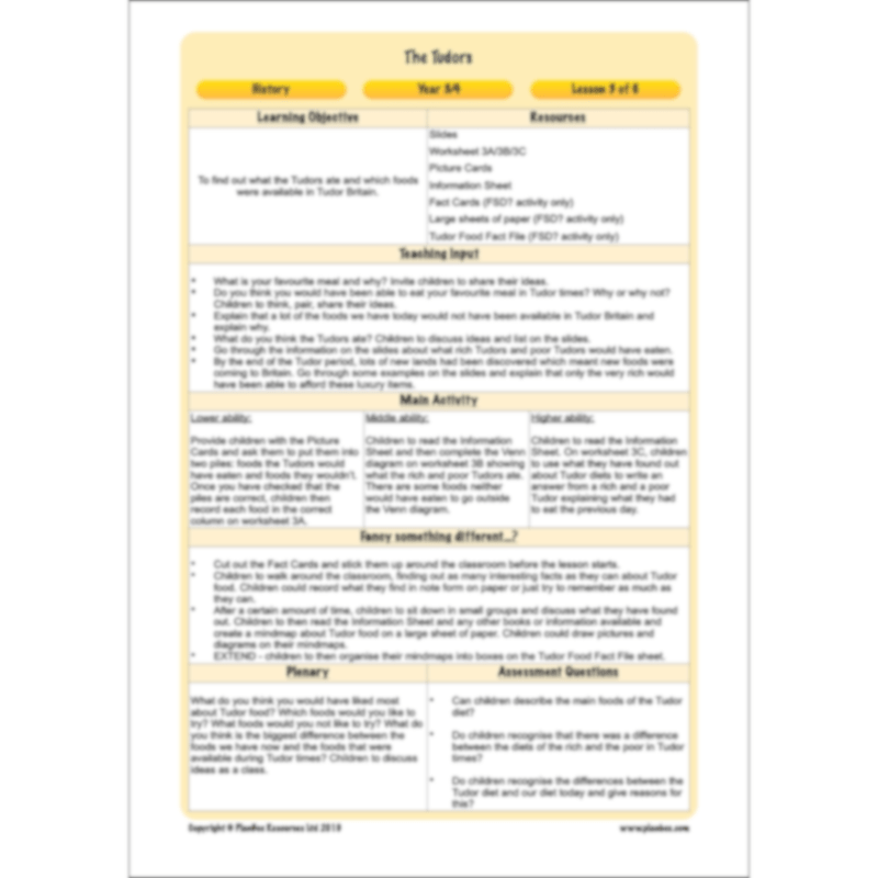 PlanBee The Tudors KS2 History Lessons and Resources