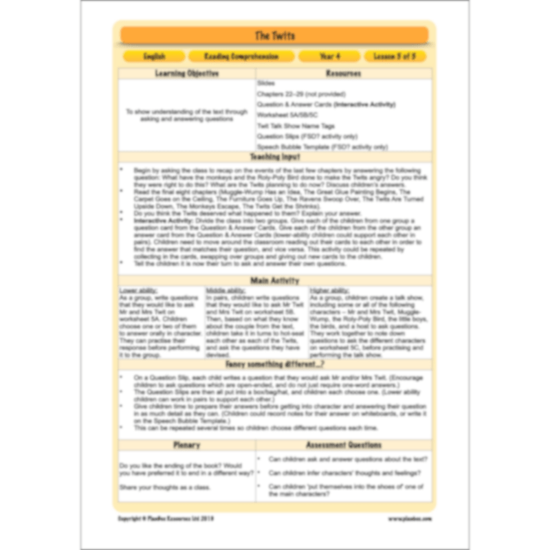 The Twits: Reading Comprehension