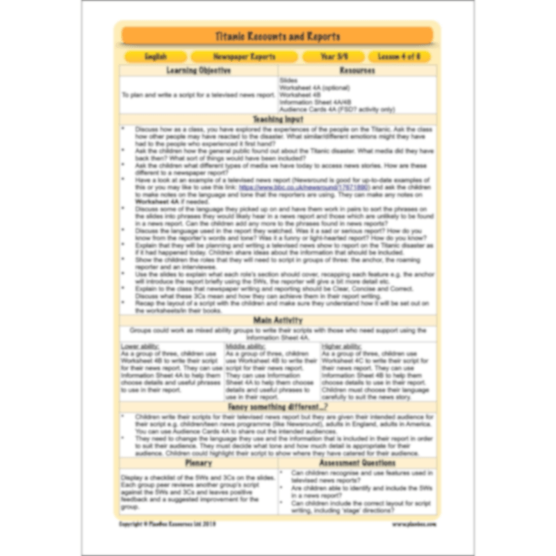 Titanic Recounts and Reports