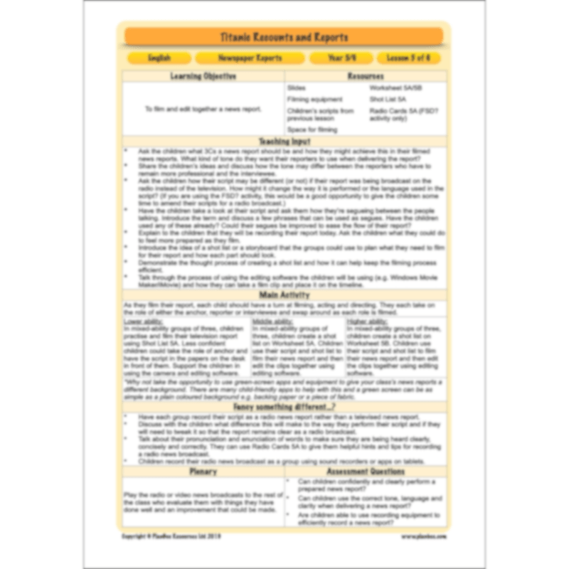 Titanic Recounts and Reports