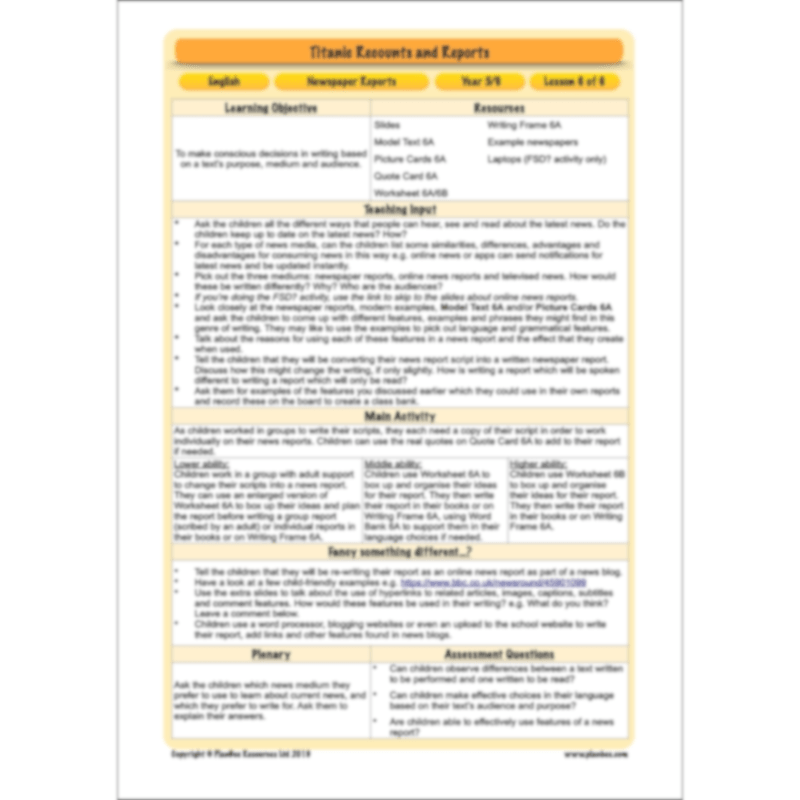 Titanic Recounts and Reports