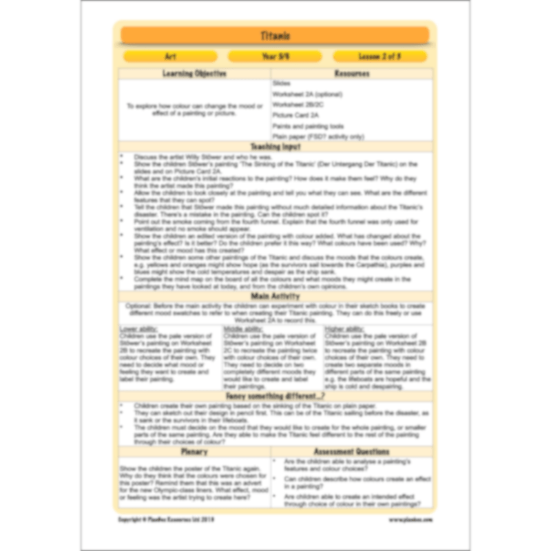 PlanBee Titanic Topic KS2 Enrichment Lesson Pack