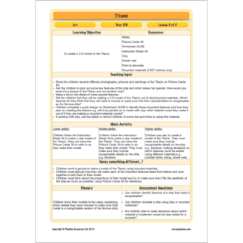 Titanic Topic Enrichment Pack