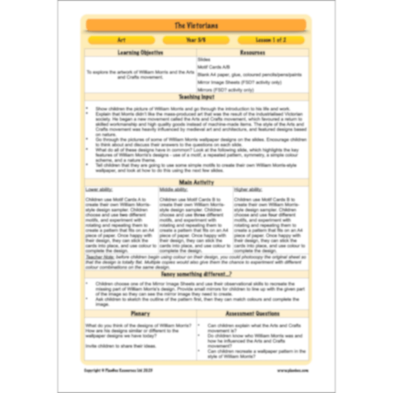 PlanBee Victorians Topic KS2 Enrichment Lesson Pack