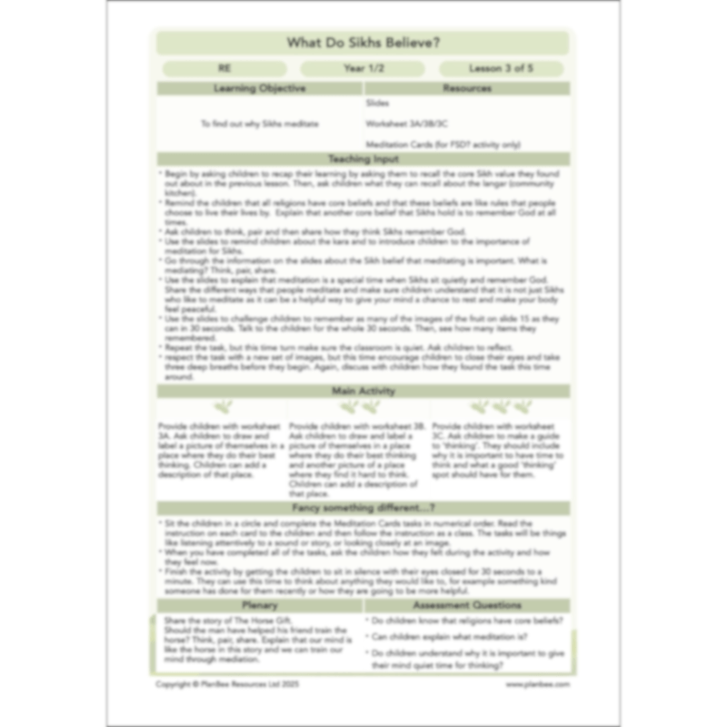 PlanBee What do Sikhs believe? | KS1 RE lesson planning