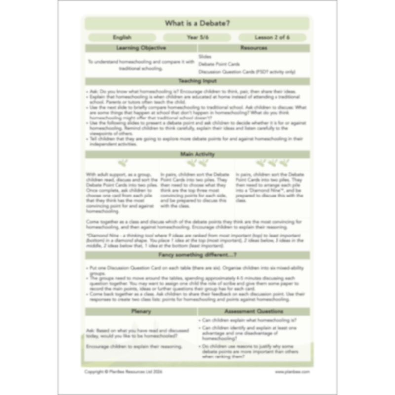 PlanBee What is a Debate KS2 | English Lessons