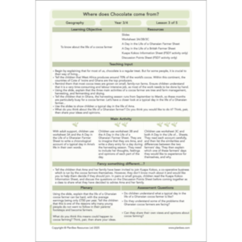 PlanBee Where does Chocolate come from? | KS2 Geography lessons