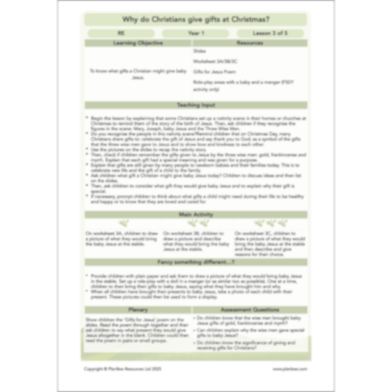 PlanBee Why do Christians give gifts at Christmas? PlanBee KS1 RE