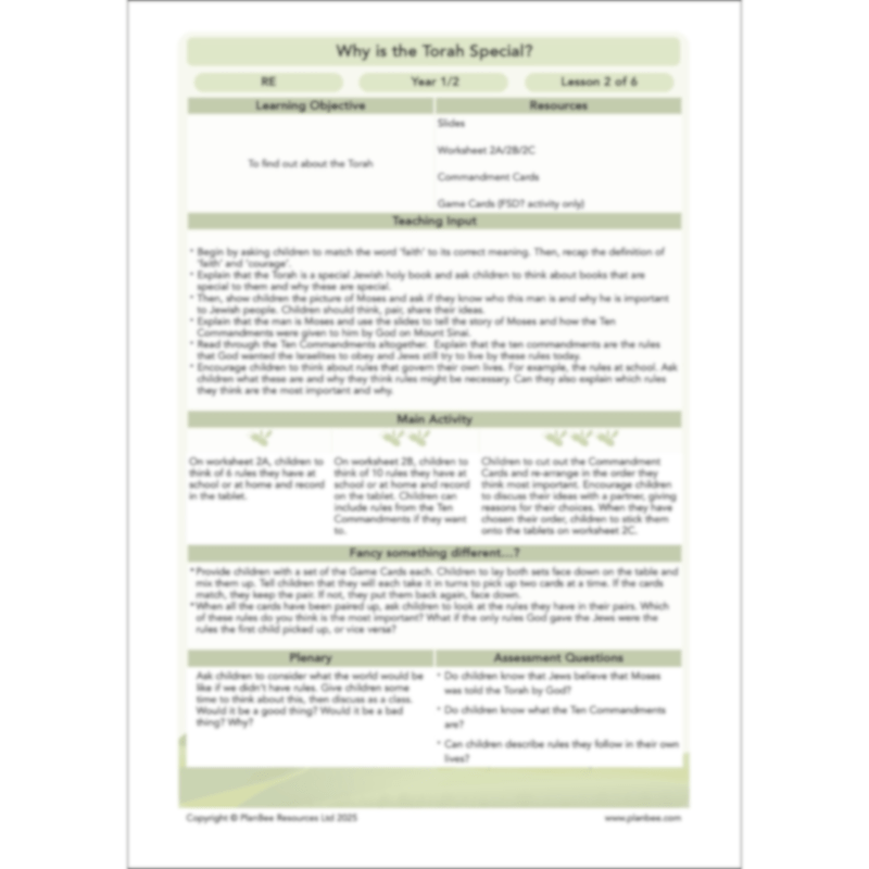 PlanBee Why is the Torah Special? The Torah KS1 RE Lessons