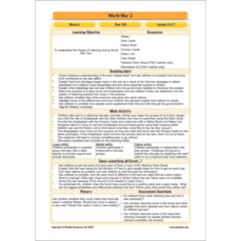 World War 2 Lower KS2