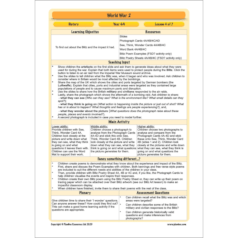 World War 2 Lower KS2