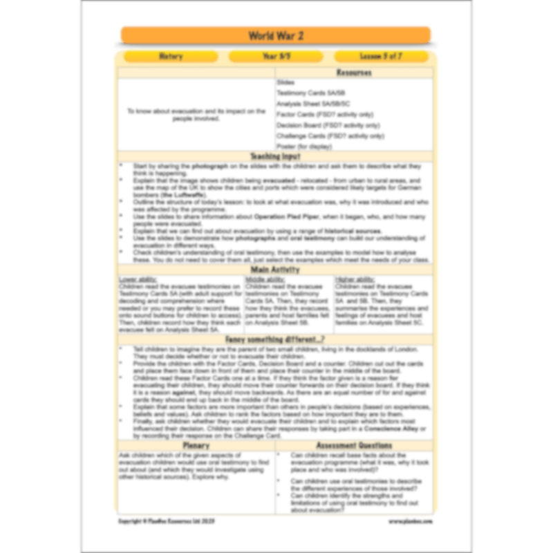 World War 2 Lower KS2