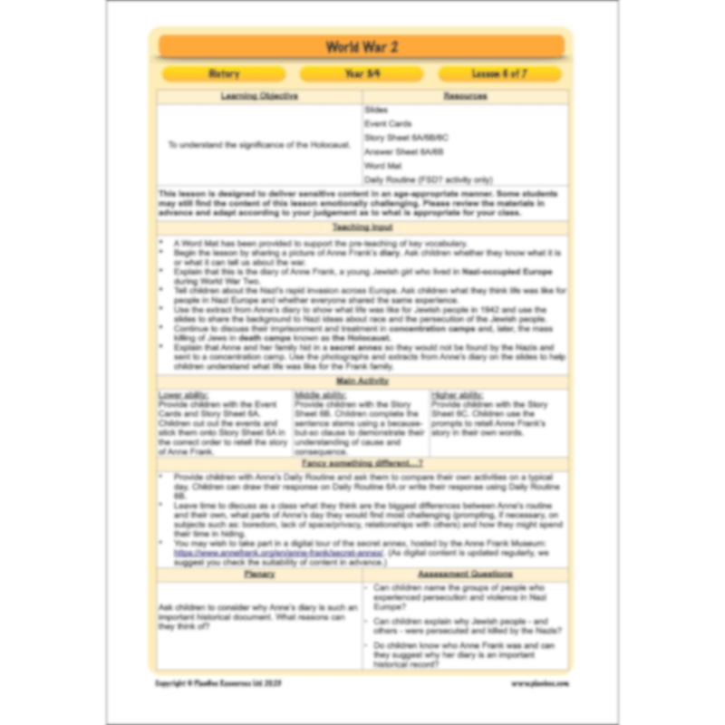 World War 2 Lower KS2