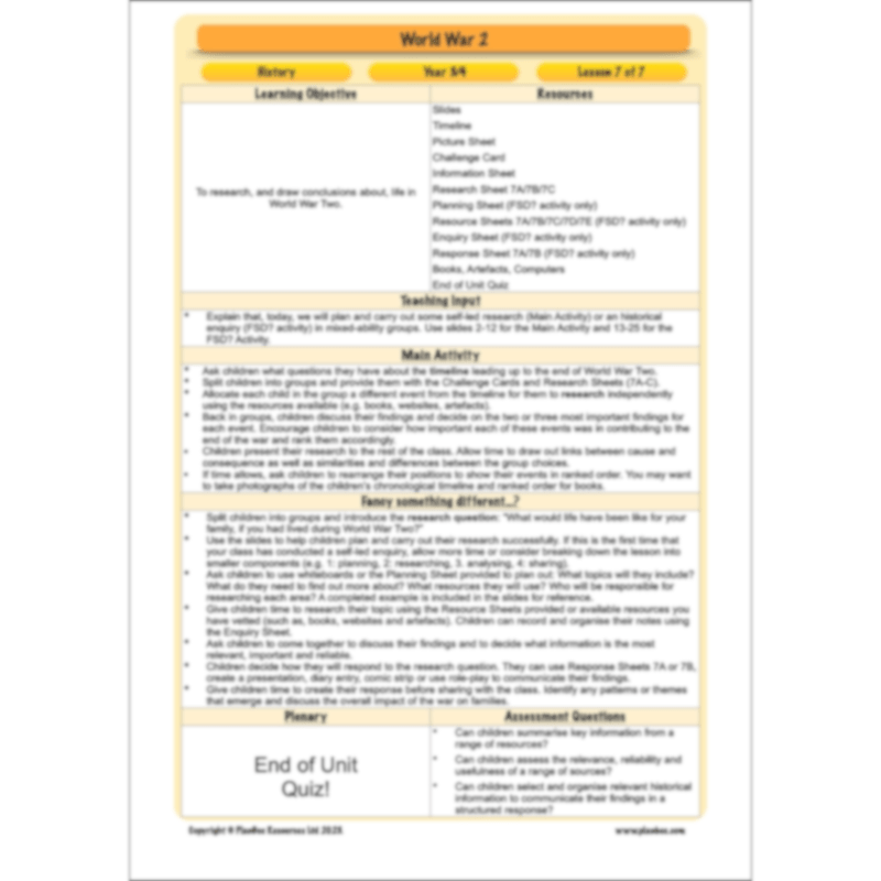 World War 2 Lower KS2