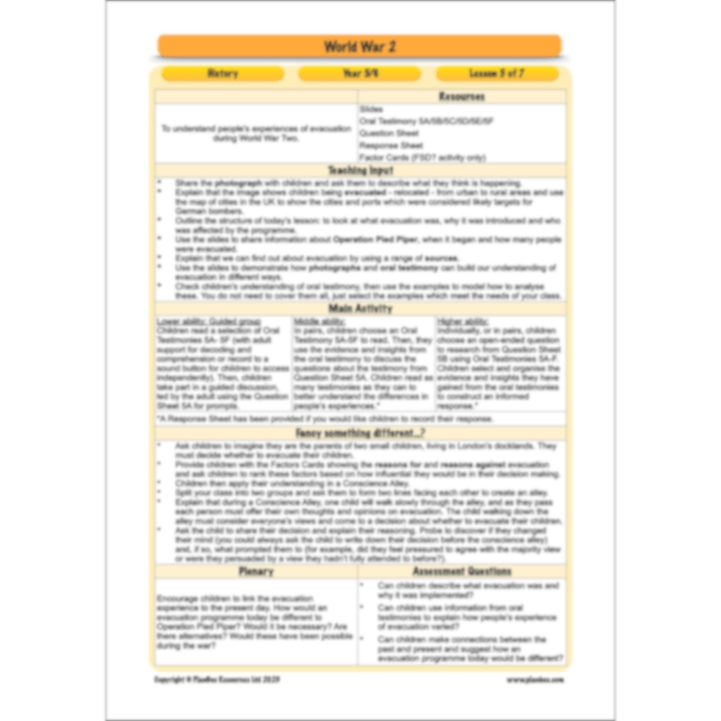 World War 2 Upper KS2