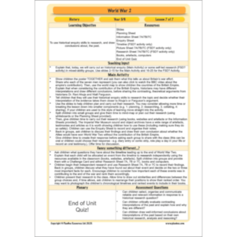 World War 2 Upper KS2