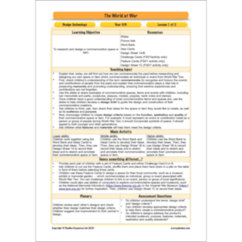 World War 2 (Upper KS2) Topic Enrichment Pack