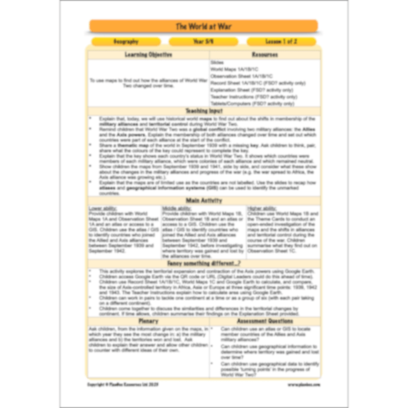 World War 2 (Upper KS2) Topic Enrichment Pack