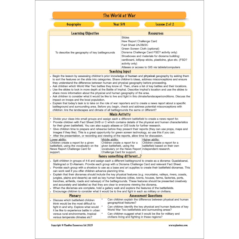 World War 2 (Upper KS2) Topic Enrichment Pack