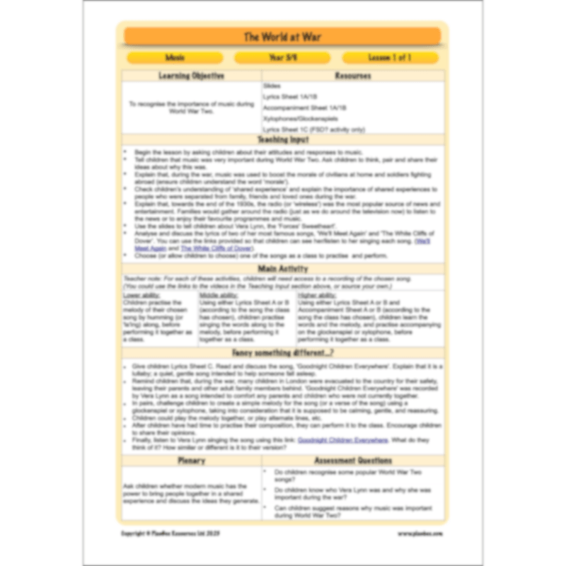 World War 2 (Upper KS2) Topic Enrichment Pack