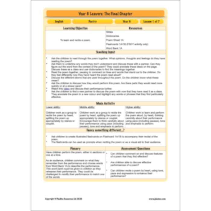 PlanBee Year 6 Leavers: The Final Chapter | KS2 English Pack