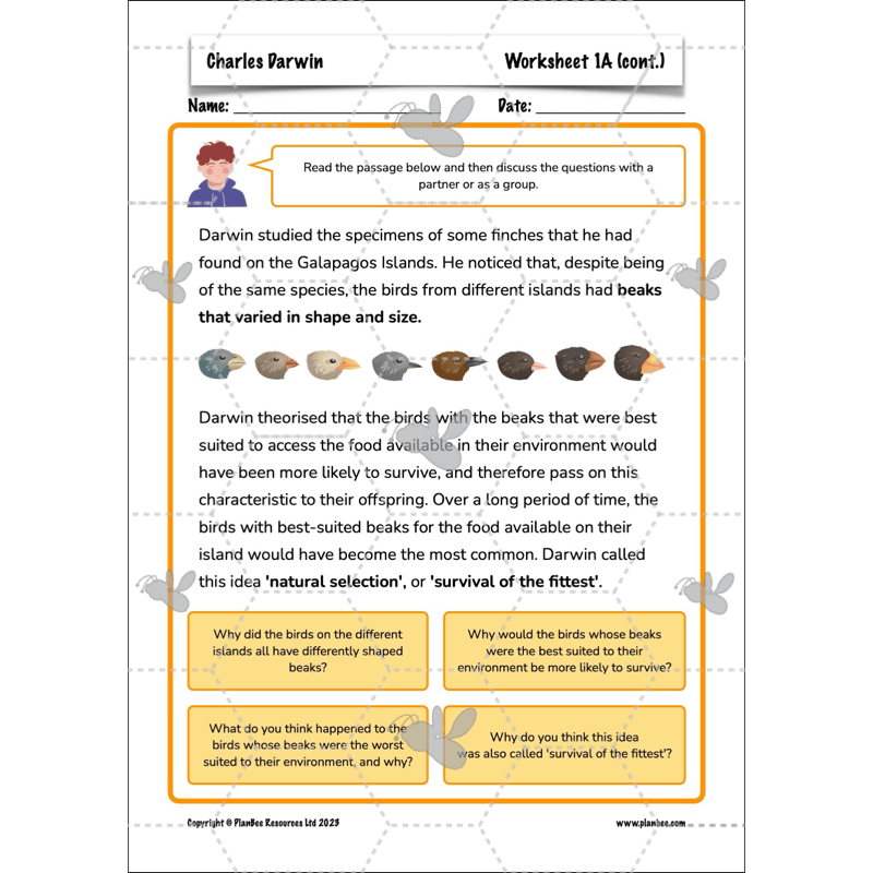 PlanBee Charles Darwin KS2 Lesson Pack