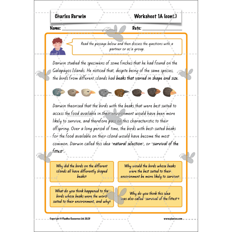 PlanBee Charles Darwin KS2 Lesson Pack