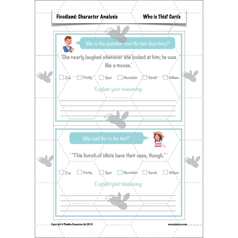 PlanBee Floodland: Character Analysis KS2 | English Lesson Pack