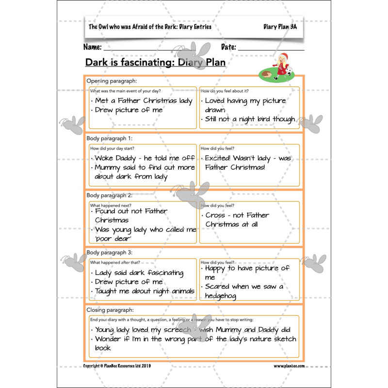PlanBee FREE | The Owl who was Afraid of the Dark | Diaries KS2