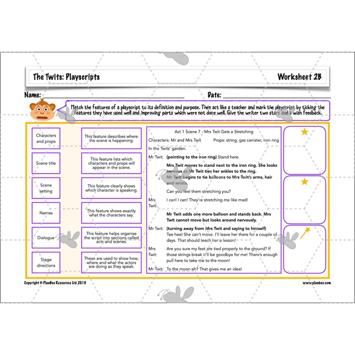 PlanBee The Twits: Playscripts KS2 | Year 4 English Pack