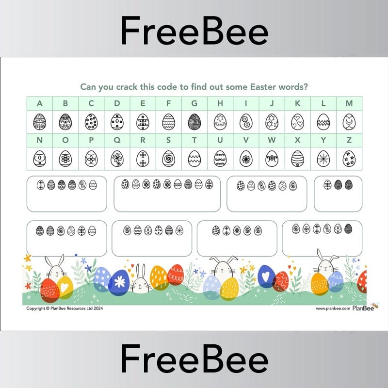 PlanBee Printable Code Breaker Easter Quiz for Kids by PlanBee